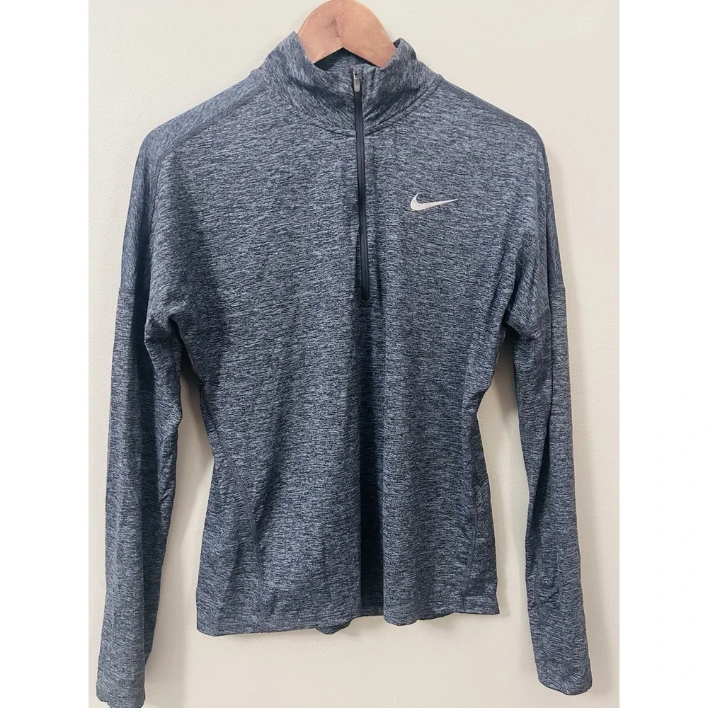 Nike Running Pullover Women S Gray Dri-Fit 1/4 Zip‎ Long Sleeve Athletic Top